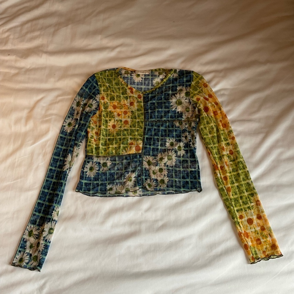 Alterd State Floral Patchwork Mesh Long Sleeve Size M